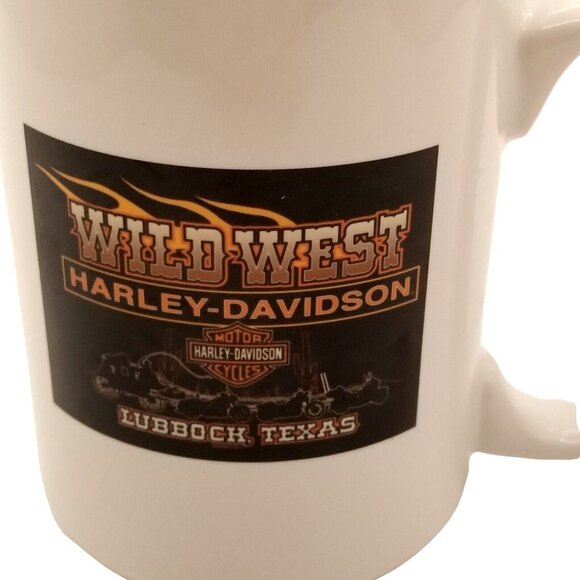 Harley Davidson Coffee Mug Wild West White Lubbock Texas - Picture 3 of 7